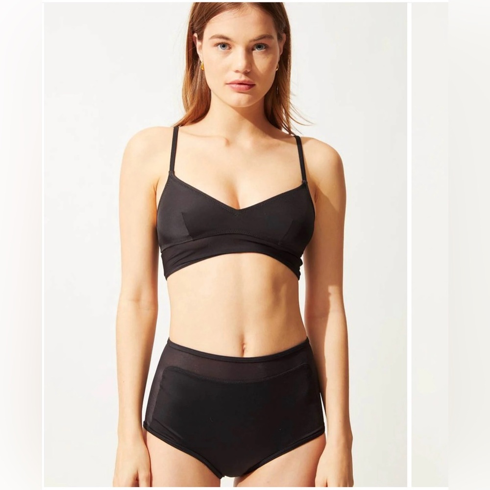 NWT SOLID & STRIPED The Brigitte With Mesh Bottom - Black